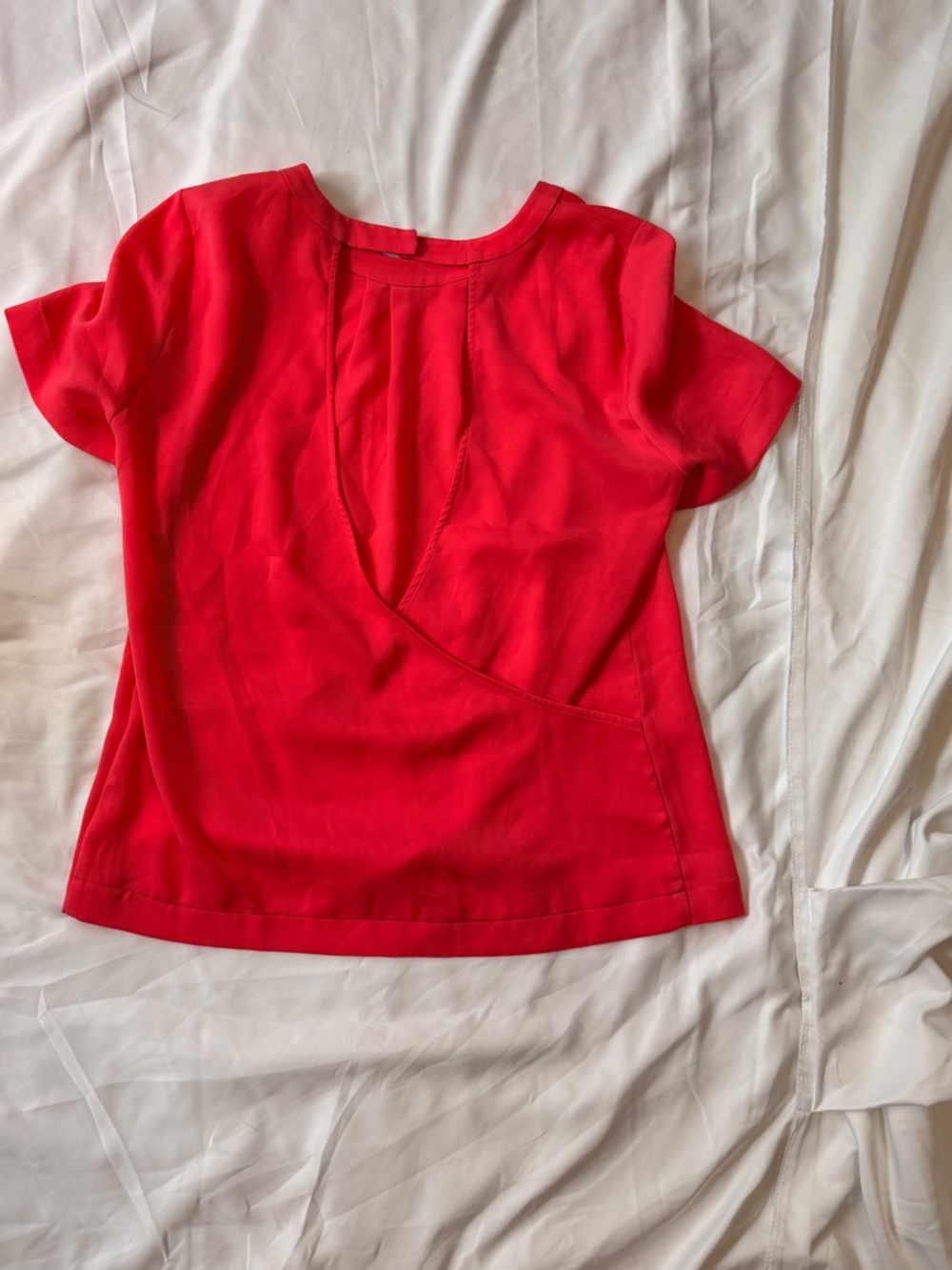 J. Crew Bright coral Short Sleeve Wrap-Style Blouse